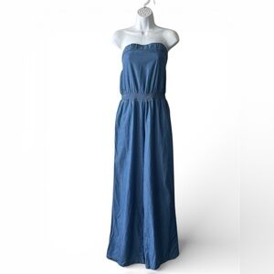 Miami Strapless Denim Blue Dress